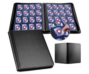 GEAoffice Trading Card Binder 16 Pockets, Premium Large 1000 Card Binder Holds 1000+ Cards, Side Loading Card Collection Binder Album Folder for YuGiOh, MTG, TCG, Game Card & Sport Cards, Carbon Black