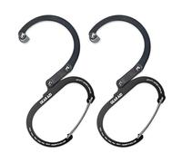 GEAR AID HEROCLIP Carabiner Clip and Hook (Medium) for Camping, Backpack, and Garage, Stealth Black, 2 Pack