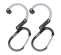 GEAR AID HEROCLIP Carabiner Gear Clip and Hook (Medium) for Camping, Backpack, and Garage Organization, Black and Gray, 2 Pack