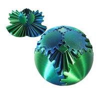 Gear Ball 3D Printed Fidget Toy Spinning Gear Sphere for Stress Relief Anxiety Fun Desk Toy for Adults Kids Stocking Filler Birthday Christmas White Elephant Gifts Green