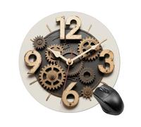Gear Clock Round Mouse Pad Cute Small Computer Mouse Mat Non-Slip Rubber Base Gaming Mousepad for Wireless Mouse, Gaming, Office, Laptop, Women, Men
