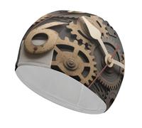 Gear Clock Swim Cap for Women Men Swimming Hat Bath Waterproof Pool Caps for Long Thick Curly Hair