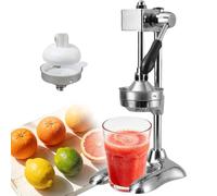 Gear Driven Juicer Manual Citrus Press, Rack and Pinion Manual Orange Squeezer, Lever Action Fruit Press for Consistent Linear Pressure SilverFinish-DoubleHead