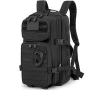 Gear Gem 28L Capacity Military Tactical Backpacks Molle Army Assault Utility Pack 3 Day Bug Out Bag Hiking Treeking Camouflage Hunting Small 3 Compartment Rucksack (Black)