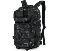 Gear Gem 28L Capacity Military Tactical Backpacks Molle Army Assault Utility Pack 3 Day Bug Out Bag Hiking Treeking Camouflage Hunting Small 3 Compartment Rucksack (BTP Black)