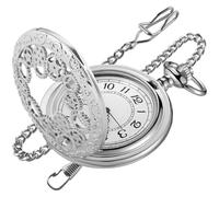 Gear Hollow Pattern Pocket Watch White Roman Numeral Scale Quartz Pocket Watches for Men with Chain, CF-new67