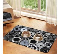 Gear Metal Rendering Technology Digital Art,Waterproof Pet Feeding Mat,PU Leather Placemats for Cat Dog Water Bowl,Food Mats,40x60cm