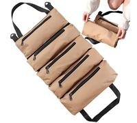 Gear Organizer Pouch - Heavy Duty Canvas Travel Roll, Multi Pocket Tool Carrier | Water Resistant Equipment Storage Wrap for Survival, Trekking, Fishing, Bushcraft, Folding Hardware Tote,