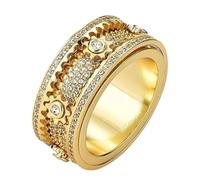 Gear Rings For Women - Elegant Mechanical Fidget Fully Starry Studded Mindfulness, Rotating Ring Changing The | Multipurpose Outdoor Indoor Utility, riferimento alla descrizione, Copper
