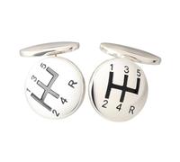 Gear Shift Chain Link Cufflinks - Onyx Art CK321 Mens Novelty Gift Car Lover Cuffs In Premier Life Packaging