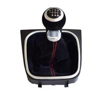 Gear Shift Knob For VW For Golf 5 6 MK5 MK6 R32 GTI 04-09 Red Suede Leather Manual 5 6 Speed Gear Shift Knob With Gaiter Boot Gear knob(6 SPeed-Black)