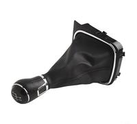 Gear Shift Knob Gaiter Boot Cover for 5 6 MK5 MK6 2004-2014 Red, 5/6 Speed Compatible with Rabbit For Jetta, Leather + ABS Material, For Easy Installation(black line)