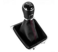 Gear Shift Knob Suit With Dust Boot In Black Leather For Golf 7 Mk7 Gti Gtd Manual 5 6 Speed Model Years 2013 Through 2018 Direct Fit Interior Part(Red-6Speed)