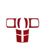 Gear Shift Panel Cover For Jeep For Wrangler JK JKU 2011 2012 2013 2014 2015 2016 2017 Real Soft Carbon Fiber Sticker Car Steering Wheel Button Panel Gear Shift Panel(Red Carbon)