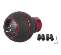 Gear Shifter Knob Made from Aluminum and Leather for 5 Speed Manual Vehicles with Standard Mounting Interface (Red)