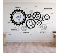 Gear Sucess Team Work Wall Decal-Office Wall Sticker-Team Wall Art- Office Vinyl Sticker-Teamwork Wall Sticker for Meeting Room