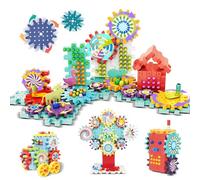 Gear Toys Interlocking Building Blocks, 150 Piece Educational Engineering Building Toys Set, Creative Construction STEM Kits for Boys Girls, Waffle Blocks for Toddlers Ages 3+
