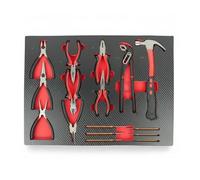 Gear4Garage 16 Piece Pliers Set and Claw Hammer Tool Kit Circlip Pliers Long Nose Diagonal Cutters Pipe Wrench Carbon Fibre Style Tray Hand Tool Set for Garage and Workshop