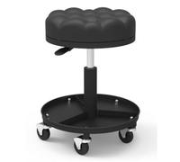 Gear4Garage Adjustable Mechanic’s Utility Seat - Heavy Duty Workshop Stool with Padded Cushion, Wheels & Tool Tray