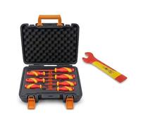 GEAR4GARAGE VDE Insulated 7 Piece Screwdriver Set and 10mm Open End Spanner 1000V Electrician Tool Set Electrical Maintenance Tools Fastening and Service Tools Consumer Unit Work