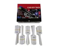Gear4Garage White Plastic Car Key Tags 250 Pack Self Tie with Tails Vehicle Identification Key Tags with Labels Garage Workshop Car Dealership Fleet Management Includes 2 Marker Pens