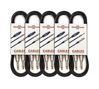 gear4music 3m Jack Instrument Cable 1/4" 6.35mm - Pack of 5