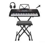 Gear4Music 61 Key Piano Keyboard Touch Sensitive Keys Bluetooth Keyboard Piano Stand Bench Headphone