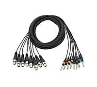 gear4music 8 Way Female XLR to Stereo 1/4 Inch Jack - Multicore Cable Loom - 3m