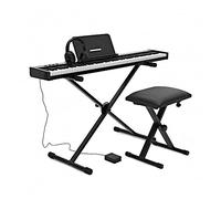 Gear4Music 88 Key Piano Keyboard Touch Sensitive Keys Bluetooth Keyboard Piano Stand Bench Headphone