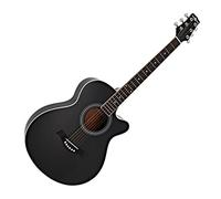 Gear4music Acoustic Guitar 4/4 Size with Cutaway 40â€ Black | Full-size acoustic for beginners, basswood body and spruce top for balanced tone, cutaway for high-fret access