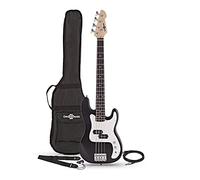Gear4music Bass Guitar 3/4 Size Black with Gig Bag and Cable