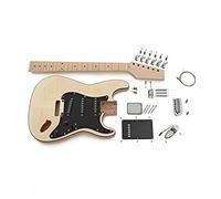 Gear4music DC DIY Guitar Kit Build Your Own Electric Guitar PRO | Unshaped Paddle Headstock for Custom Styling, Unlacquered Ash Body, 22-Fret Maple Neck, Three Single Coil Pickups