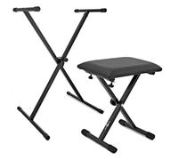 gear4music Keyboard Stand and Stool Set