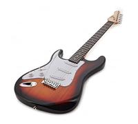 Gear4music Left Handed Full Size Electric Guitar LA Series, Sunburst | Smooth maple neck and lightweight paulownia body, versatile 5-way switch, ready to play out of the box