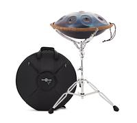 Gear4music Life Handpan 10 Notes D Kurd with Adjustable Stand Black Rainbow
