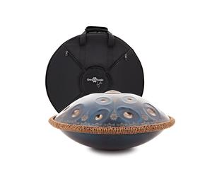 Gear4music Life Handpan 12 Notes D Kurd with Carrying Bag Black Gold