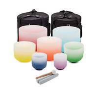 Gear4music Life Seven Piece Crystal Singing Bowl Set & Bags 432Hz Colour Frosted