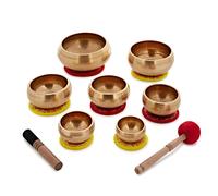 Gear4music Life Seven Piece Hammered Brass Singing Bowl Set