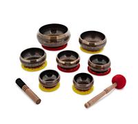 Gear4music Life Seven Piece Ornate Brass Singing Bowl Set