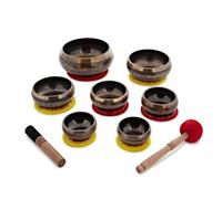 Gear4music Life Seven Piece Ornate Brass Singing Bowl Set