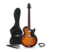 Gear4music Semi Acoustic Hollowbody Jazz Guitar with Gig Bag & Cable