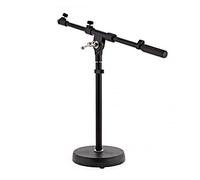 Gear4music Tabletop Mic Stand with Adjustable Boom Arm | Desktop Boom Mic Stand for DJs and Podcasters, Round Metal Base, Fixed Height 420mm, Adjustable Boom Arm