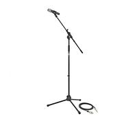 gear4music Vocal Microphone Pack with Boom Stand and XLR Cable