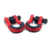 GearAmerica (2PK Heavy Duty D Ring Shackles Red | 58,000 lbs (29 US Ton) Max Strength | 3/4" Shackle + 7/8 Pin + Isolator + Washers | Connect Your Tow Strap or Winch Rope for Off-Road 4x4 Recovery