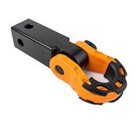 GearAmerica Aluminum 2”x2” Hitch Receiver & Mega Shackle - 32,000 lbs (16T) MBS, 16,000 lbs (8T) WLL - For Heavy Duty Towing and Off-Road Recovery - Includes Shackle, Washers & ⅝” Pin - Black & Orange