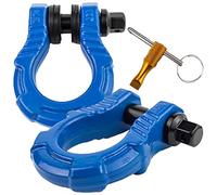 GearAmerica UBER Shackles with Anti Theft Lock (2PK) Blue | 80,000 lbs (40T) Strength | Towing D-Rings + UBERLock Security Pin 7/8" + Washers | Connect Tow Strap or Winch Rope for Off-Road Recovery