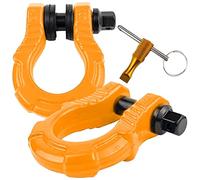 GearAmerica UBER Shackles with Anti Theft Lock (2PK) Orange | 80,000 lbs (40T) Strength | Towing D-Rings + UBERLock Security Pin 7/8" + Washers | Connect Tow Strap or Winch Rope for Off-Road Recovery