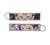 Gearcatweel 1 Pack Anime Keychain Tag Jet Tag Key Chain Cartoon Embroidered with Key Ring for Motorcycles Car Accessories, Kj-09, 5.1" x 1.2" / 13 x 3 cm.