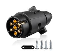 GEARCELL 7 Pin Trailer Plug Male, 12V Waterproof 7 Core Trailer Cable, 7 Pole Round Pin Trailer Wiring Connector Towbar Towing Trailer End for Europe Caravan/Trailer/Truck/RV/Boat/Trailer Accessories