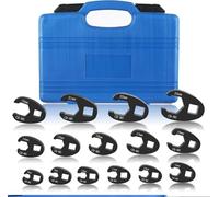 GEARCELL Crowfoot Wrench Set 15PCS Crowfoot Flare Nut Wrench Set 8 to 24mm | Ratchet nut removal,for 3/8” and 1/2” Drive Ratchet Nut Removal with Case